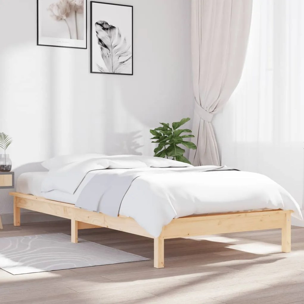 vidaXL Estrutura de cama 90 x 200 cm madeira de pinho maciça