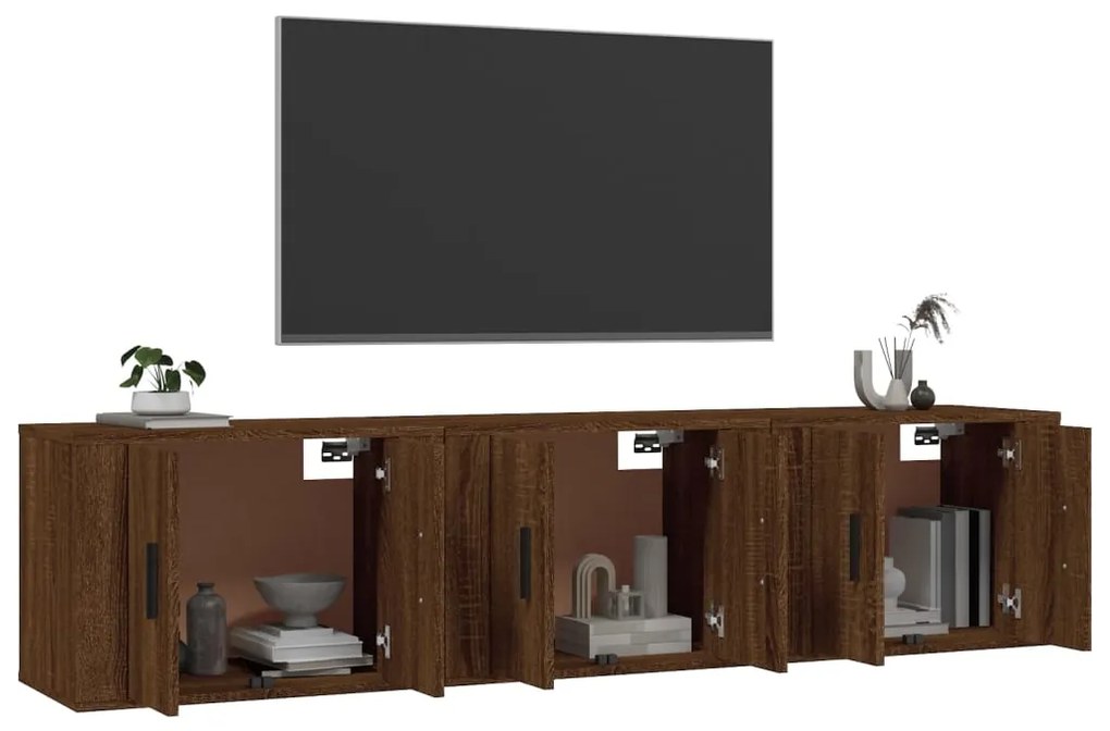 Móveis de TV de parede 3 pcs 57x34,5x40 cm carvalho castanho