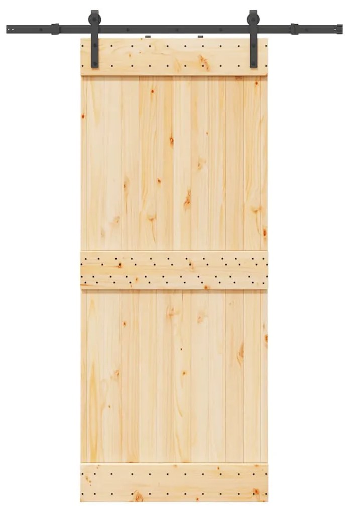 vidaXL Porta de correr com ferragens 85x210 cm madeira de pinho maciça
