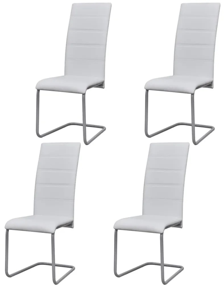 Cadeiras de jantar cantilever 4 pcs couro artificial branco