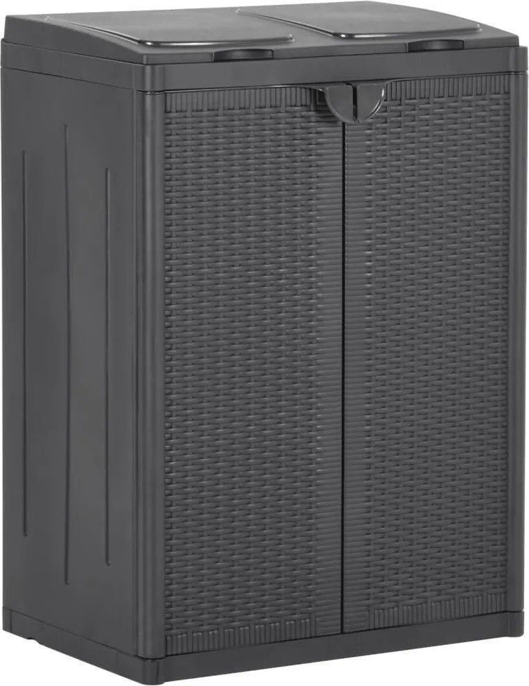 vidaXL Caixote do lixo com 2 portas 65x45x88 cm PP preto
