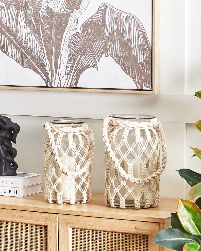 Lanterna de vidro branco 28 cm JALEBI Beliani
