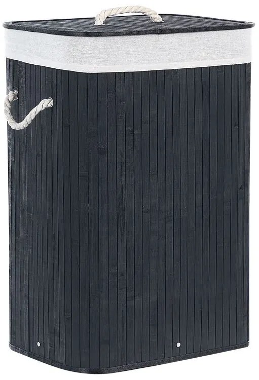 Cesto em madeira de bambu preta e branca 60 cm KOMARI Beliani