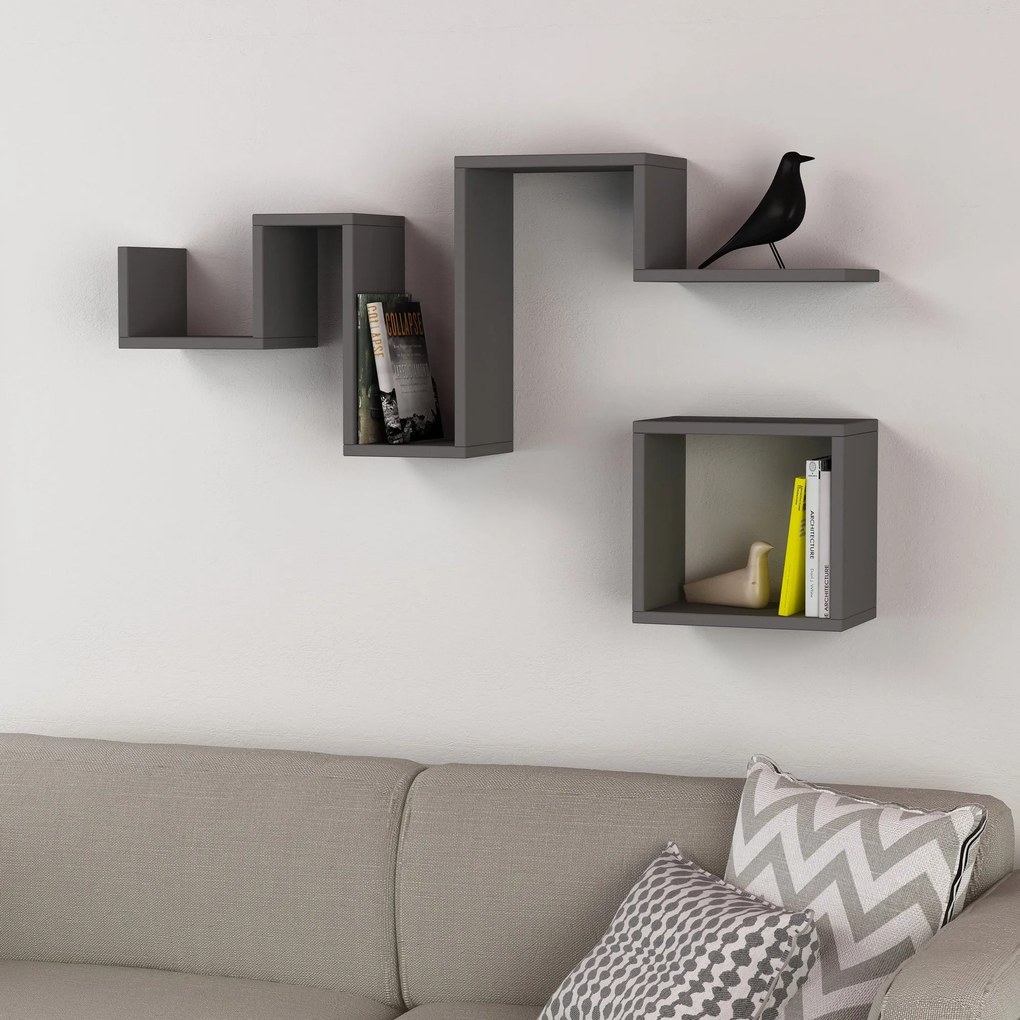 Prateleira de Parede Follow – Antracite – 116x45x20 cm