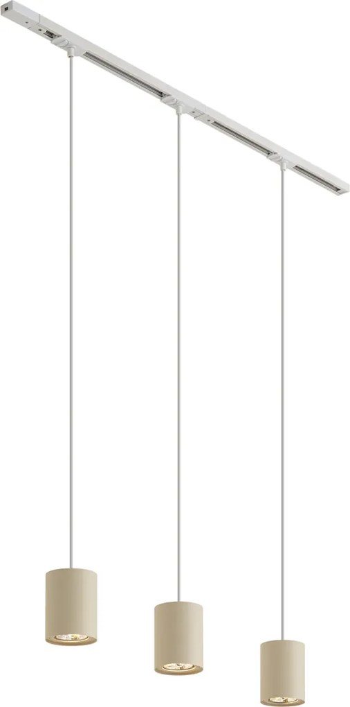 Sistema de iluminação de trilho moderno com 3 luzes pendentes branco com bege 1-fase - Iconic Holt