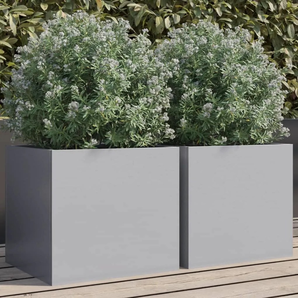vidaXL Vasos/floreiras 2 pcs 32x30x29 cm aço galvanizado prateado