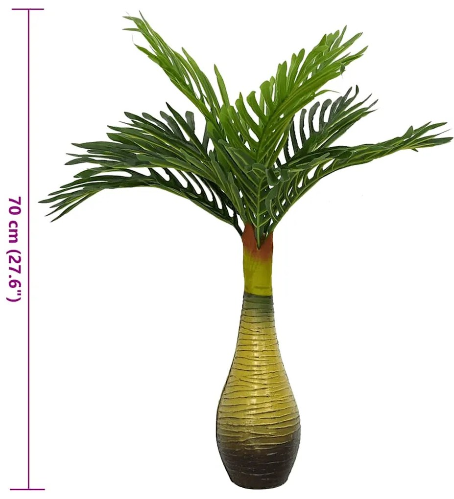 Planta de palmeira artificial 9 folhas 70 cm verde
