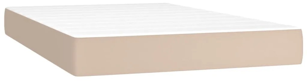 Cama box spring c/colchão/LED 120x200cm couro artif. cappuccino