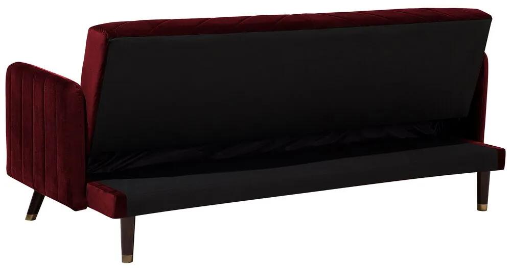 Sofá-cama de 3 lugares em veludo vermelho SENJA Beliani