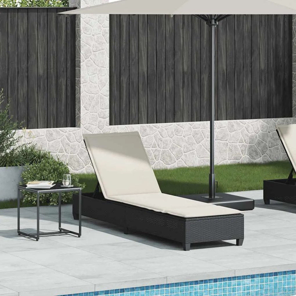 Espreguiçadeira com almofadas 55x200x25,5cm vime PE preto