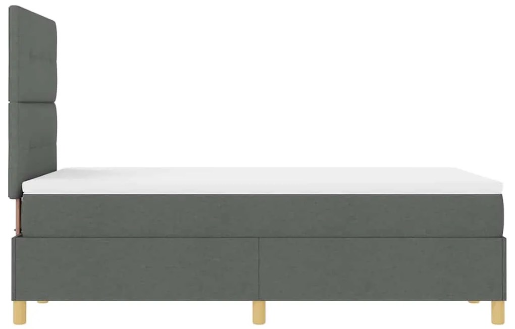 Cama Box Spring com Colchão &amp; LED Cinza Escuro 120x190 cm Tecido