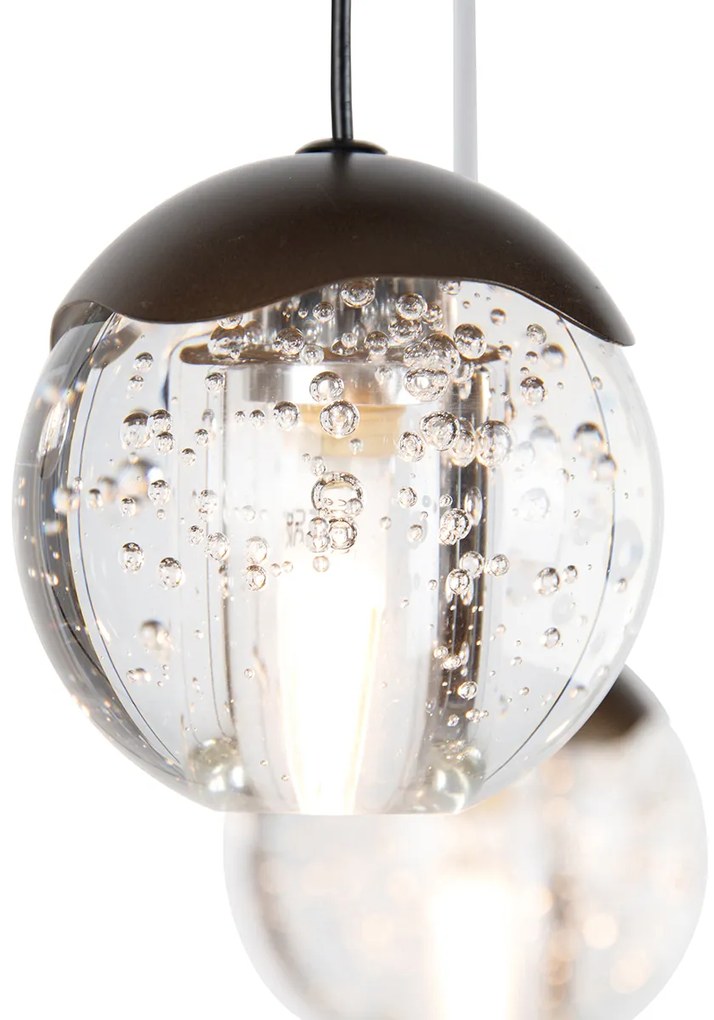 Candeeiro de suspensão design bronze escuro com vidro transparente 12 luzes - Inge