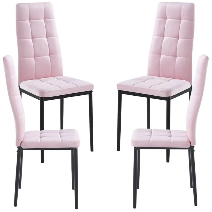 Pack 4 Cadeiras Lan Veludo - Rosa