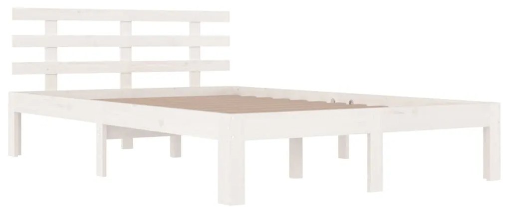 Estrutura de cama king 150x200 cm madeira maciça branco