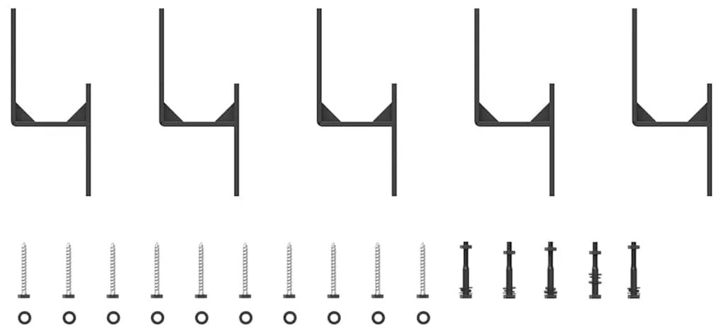 Kit de ferragens para porta deslizante 213,5 cm aço preto