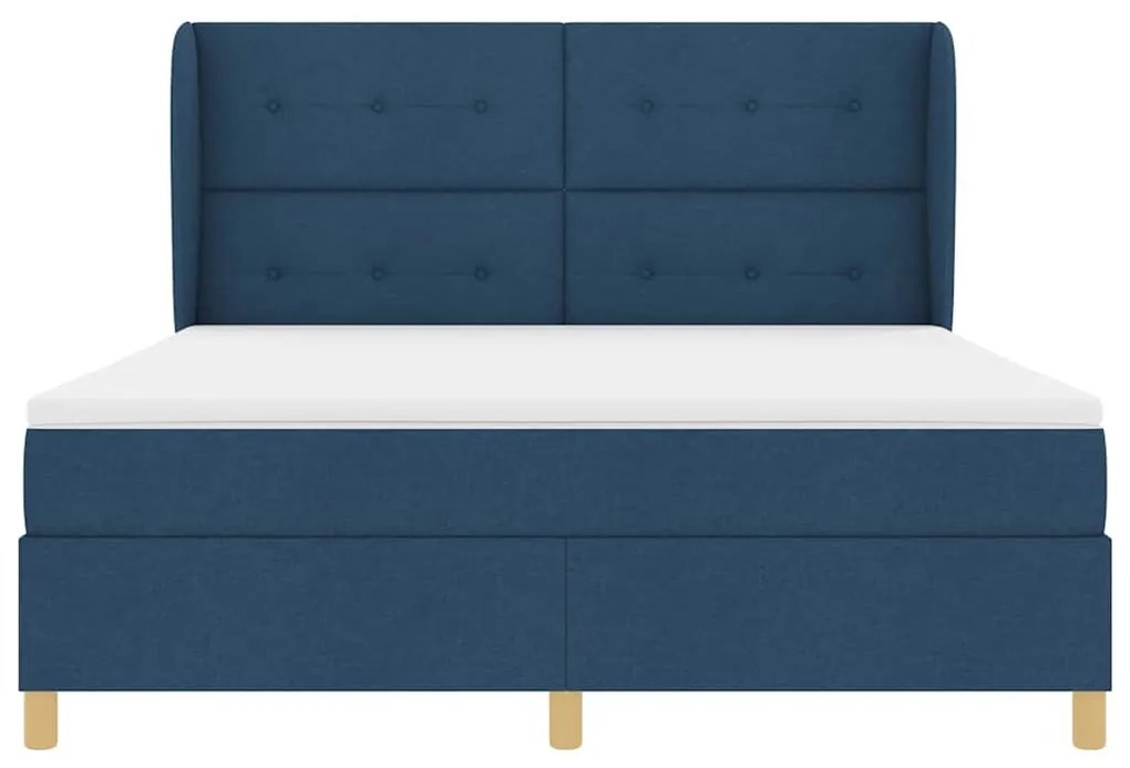 Cama Box Spring VidaXL Azul com Colchão 180x200 cm Tecido