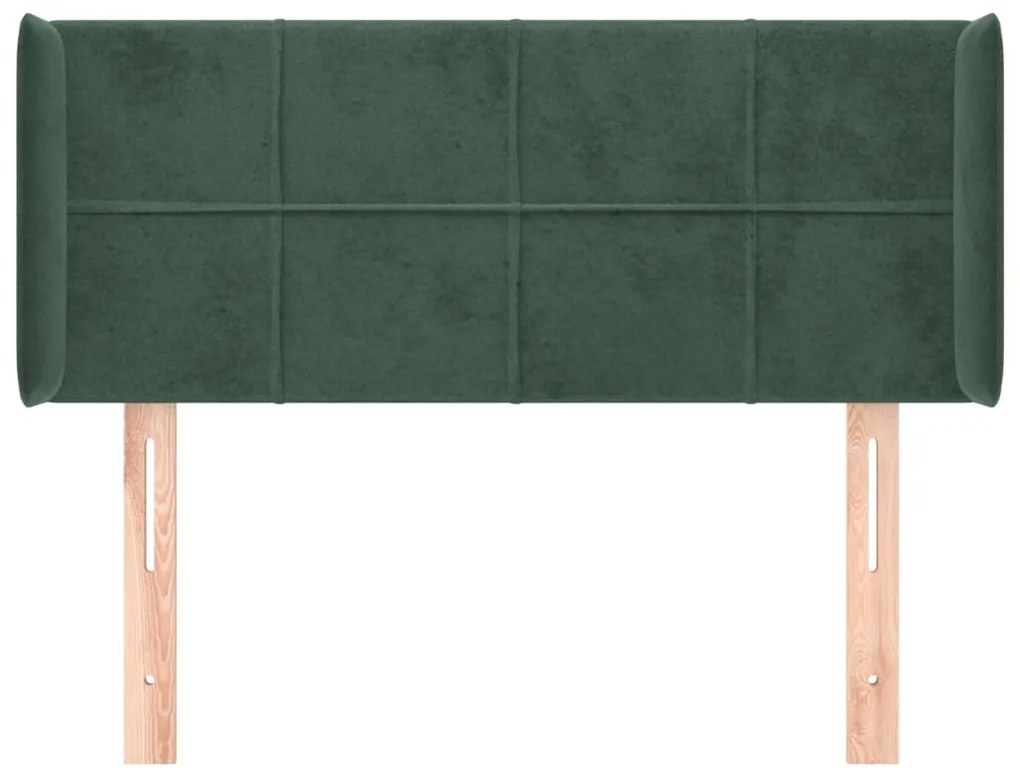 Cabeceira de cama c/ abas veludo 93x16x78/88 cm verde-escuro