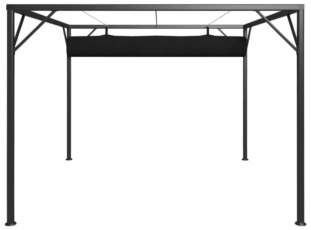 Gazebo de jardim com toldo retrátil 3x3 m antracite