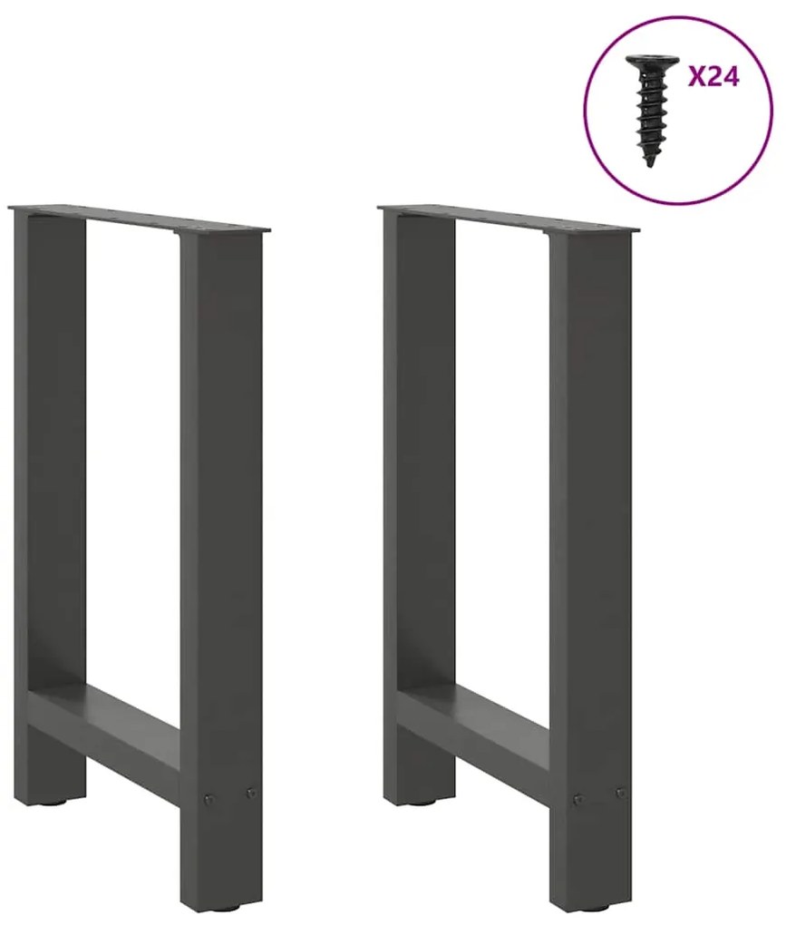 Pés para mesa de jantar antracite 2 peças 60x(72-73) cm aço