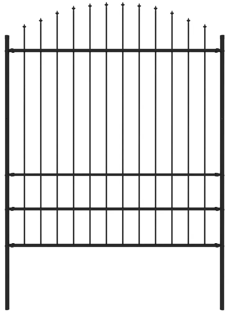 Cerca de jardim com topo em lanças (1,75-2)x1,7 m aço preto