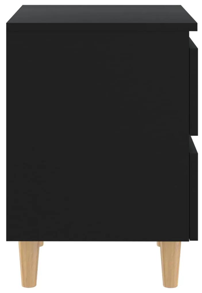 Mesa de cabeceira c/ pernas de pinho maciço 40x35x50 cm preto