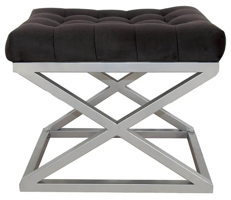 Pouffe Capraz – Silver Black – 50 cm x 42 cm x 40 cm