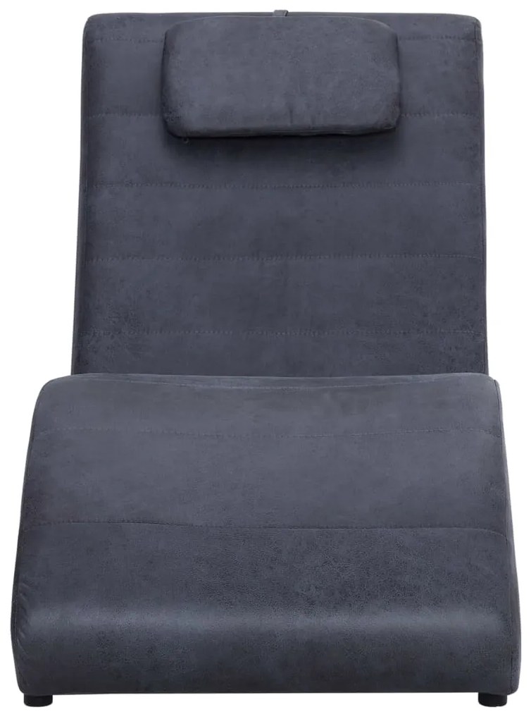 Chaise longue com almofada camurça artificial cinzento
