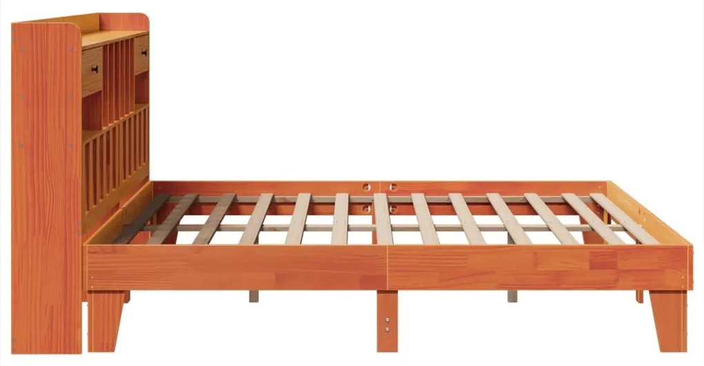 Cama sem colchão 200x200 cm pinho maciço castanho-mel