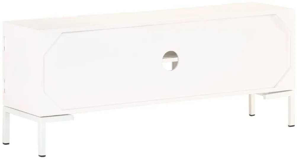 Móvel de TV 115x30x46 cm madeira de mangueira maciça branco