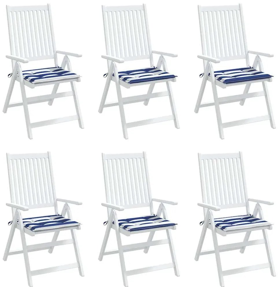 Almofadões p/ cadeira 2pcs 50x50x4 cm tecido riscas azul/branco