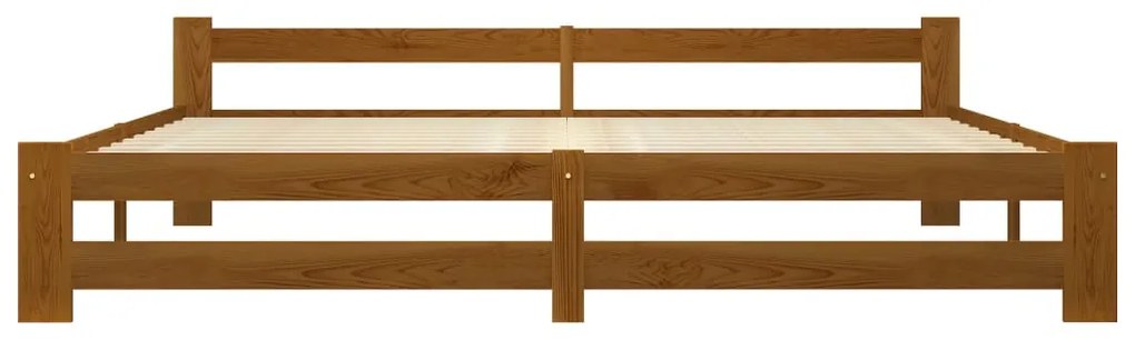 Estrutura de cama 200x200 cm pinho maciço castanho mel