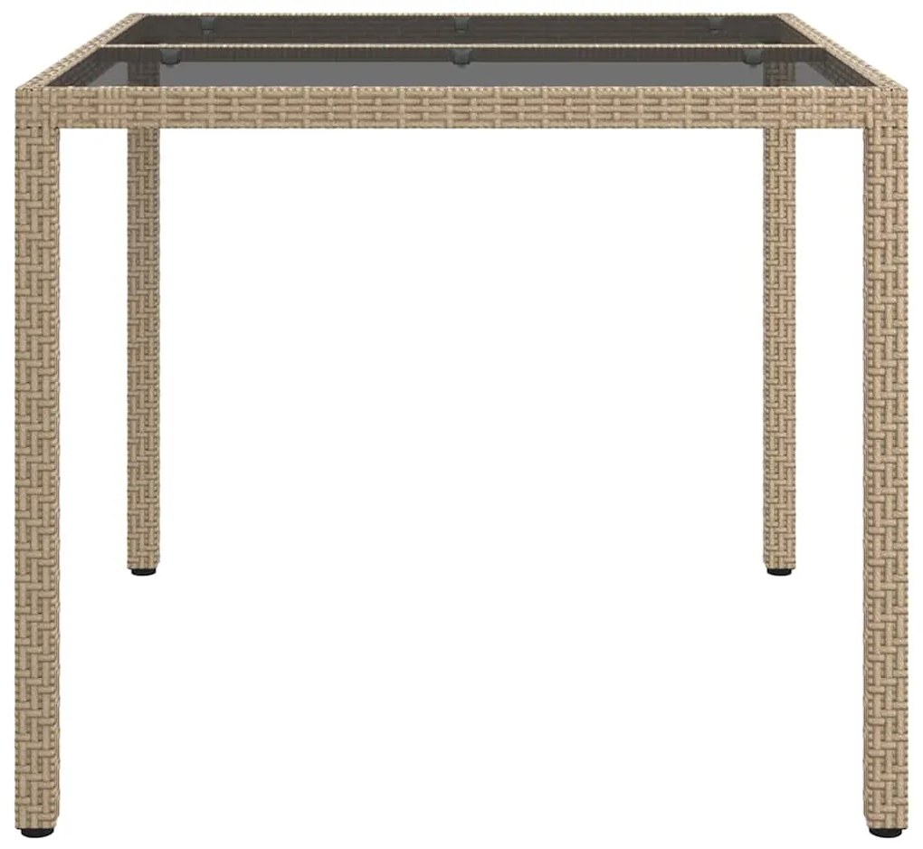 Mesa de Jantar de Jardim Bege 90x90x75 cm Rattan Poli