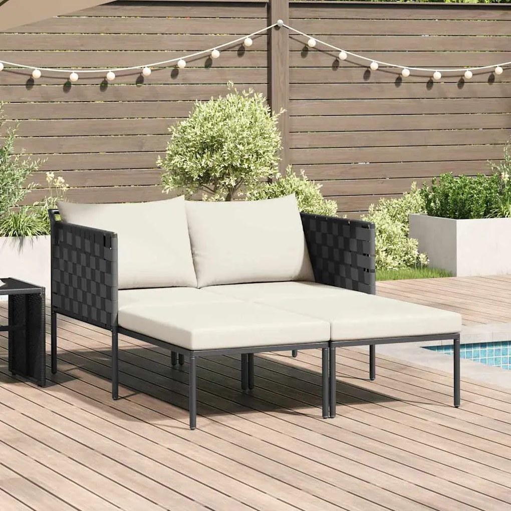 vidaXL Espreguiçadeira com almofadas pra 2 pessoas, antracite, 115x153x69,5 cm em aço.