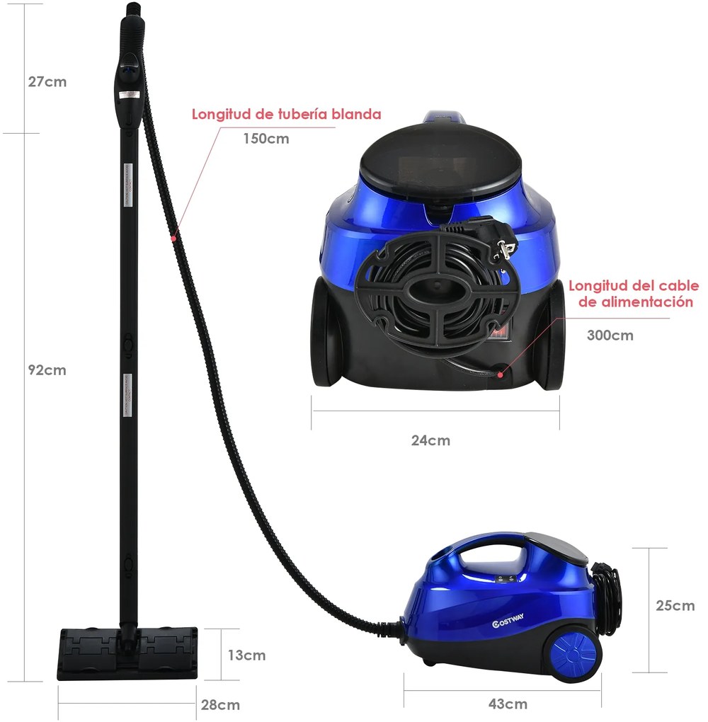 Máquina de limpeza a vapor 2000 W 1,5 L Pressão 4 Bar com bloqueio de segurança para crianças Desligamento automático Máquina de limpeza a vapor domés