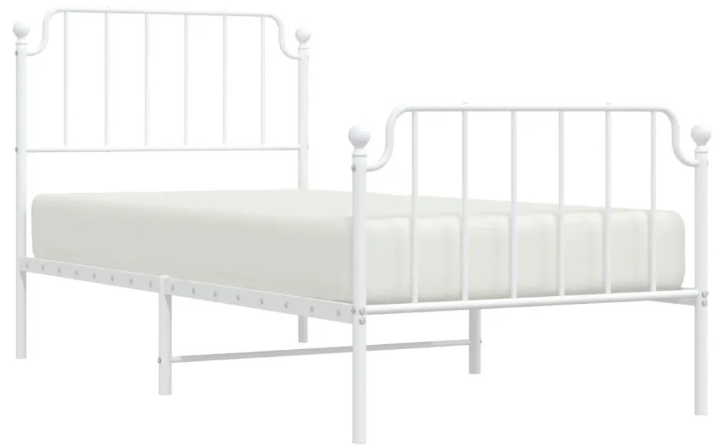 Estrutura de cama com cabeceira e pés 90x200 cm metal branco