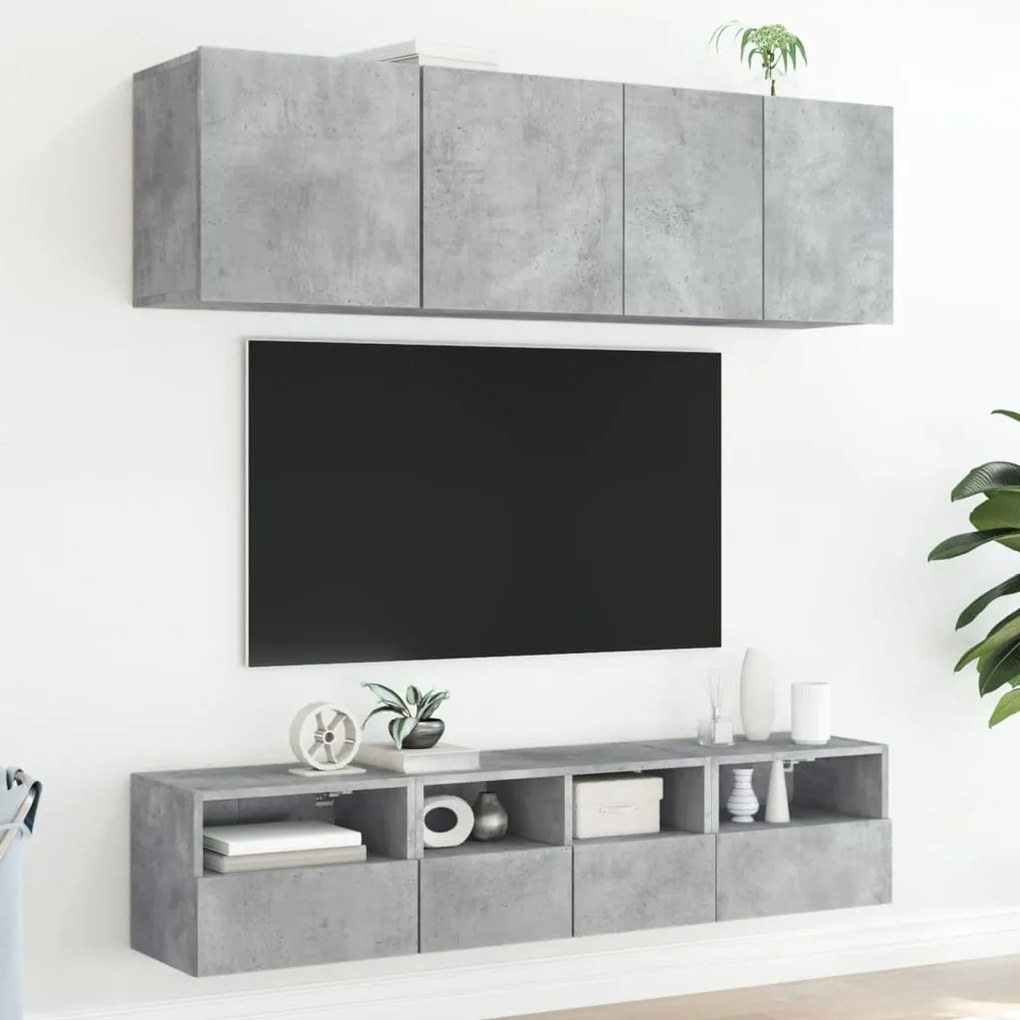 Móvel parede p/ TV 40x30x30 cm derivados madeira cinza cimento