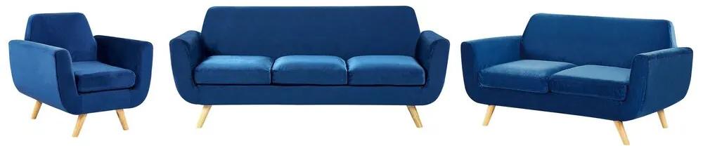 Conjunto de sofás de veludo azul BERNES Beliani