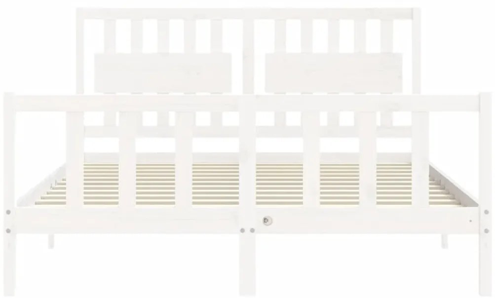 Estrutura de cama King Size com cabeceira madeira maciça branco