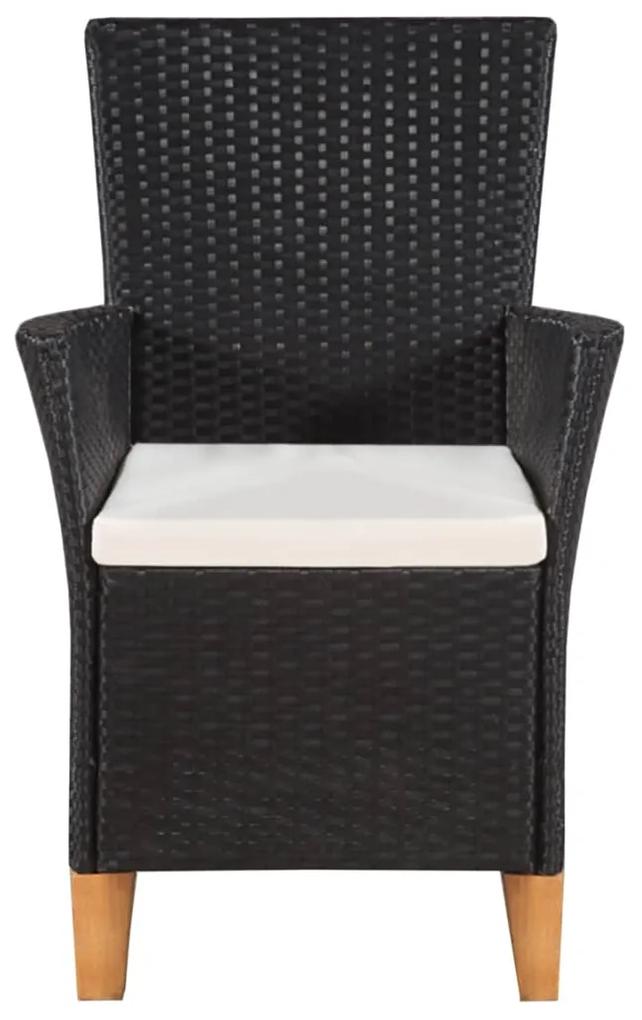 Cadeiras de exterior com almofadões 2 pcs vime PE preto