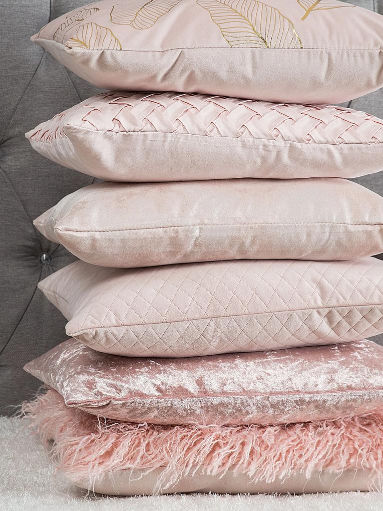 Conjunto de 2 almofadas decorativas rosa 45 x 45 cm PASQUE Beliani