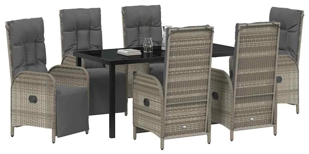 Conjunto de Jantar de Jardim com 7 Peças e almofadas em Poliéster Ratt
