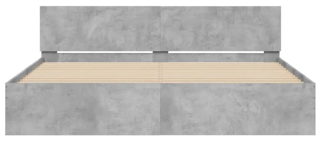 Estrutura de cama com cabeceira 160x200 cm cinzento cimento