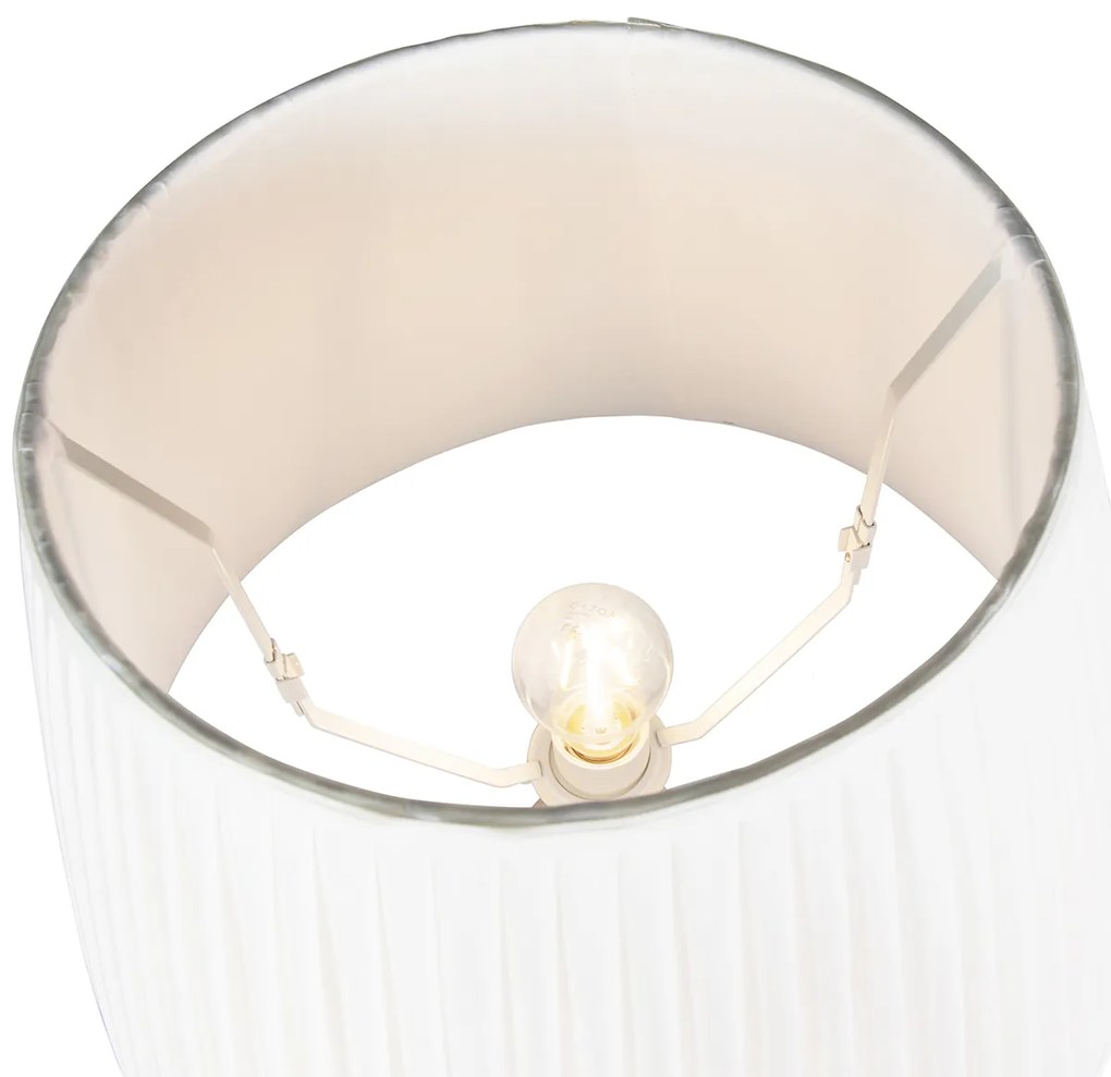 Candeeiro de pé inteligente Cinzento com Abaajur Plissado Branco incl. Wifi A60 - Classico