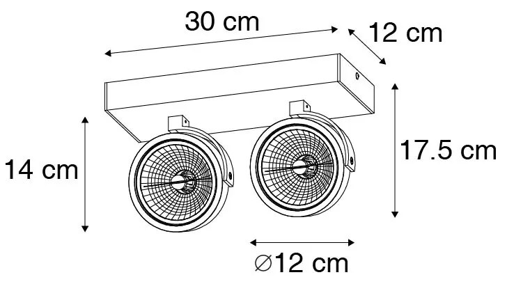 Projetores de design preto ajustáveis 2 luzes - Go Moderno