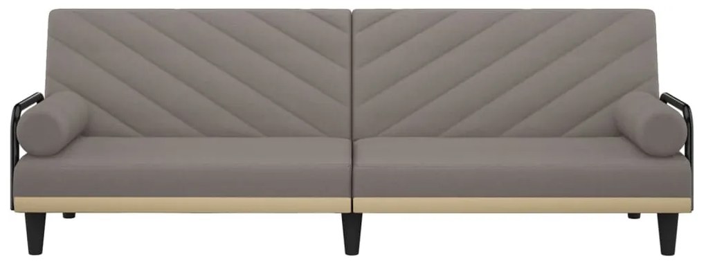 Sofá-cama com apoio de braços tecido cinzento-acastanhado