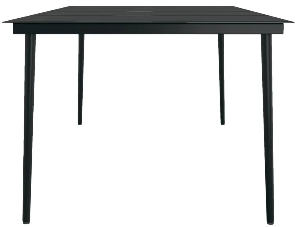 7 pcs conjunto de jantar para jardim cinza e preto