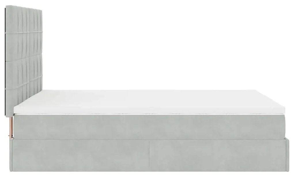 Estrutura cama otomana colchões 140x200cm veludo cinzento claro