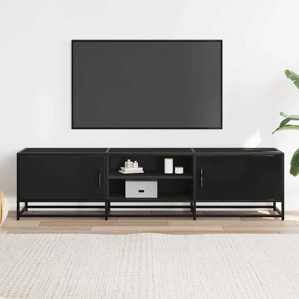Móvel para TV 160x35x41 cm derivados de madeira/metal preto