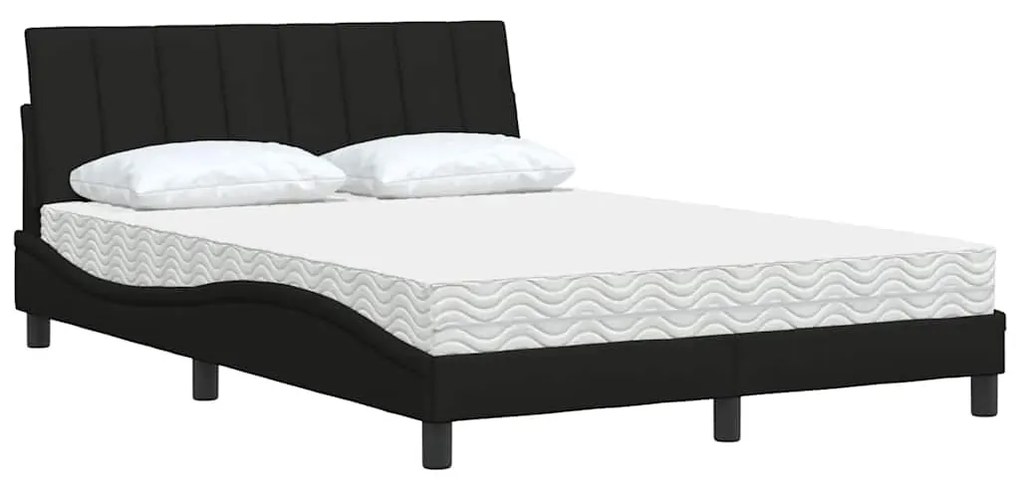 Cama com colchão 140x190 cm tecido preto