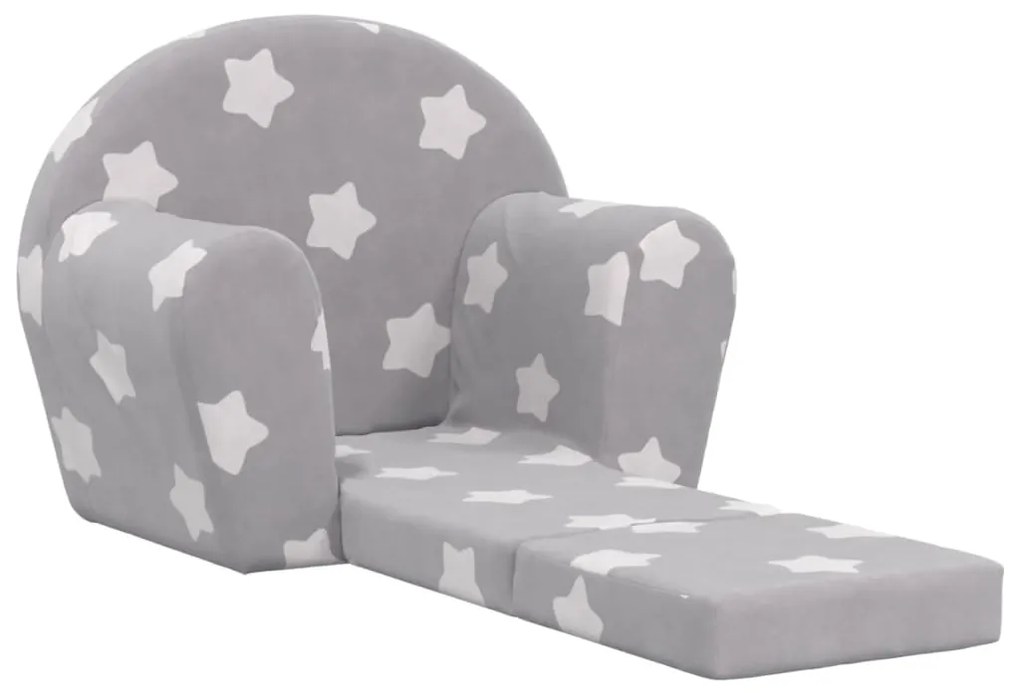 Sofá-cama infantil c/ estrelas pelúcia macia cinzento-claro